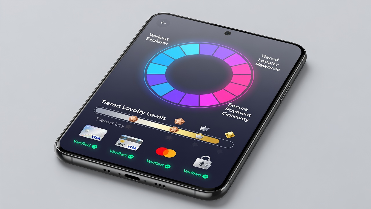 Darstellung gestaffelter Loyalitätsstufen in einer Roulette-App mit Zahlungsverifizierung