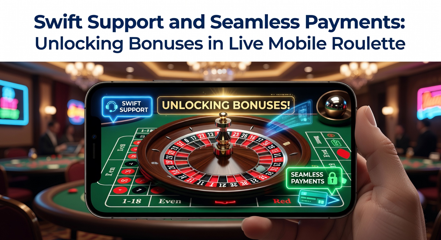 Smartphone mit Live-Roulette-Tisch, das schnelle Zahlungen und Support-Symbole zeigt, während ein Bonus aktiviert wird